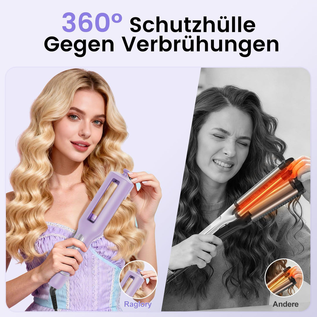 22/25/32/38mm Einstellbar Welleneisen für Haare - 4 In 1 Beach Waves Lockenstab, 3 Fässer Lockeneise