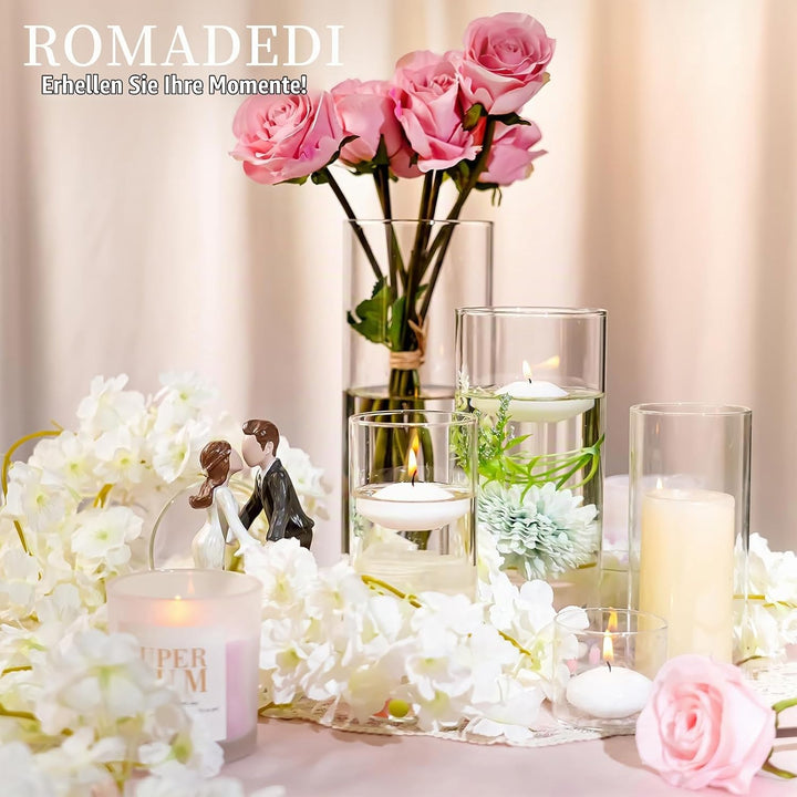 Windlicht Glas Kerzenhalter Kerzenständer Glaszylinder：Romadedi 12er Set Windlichter für Kerzen Stum