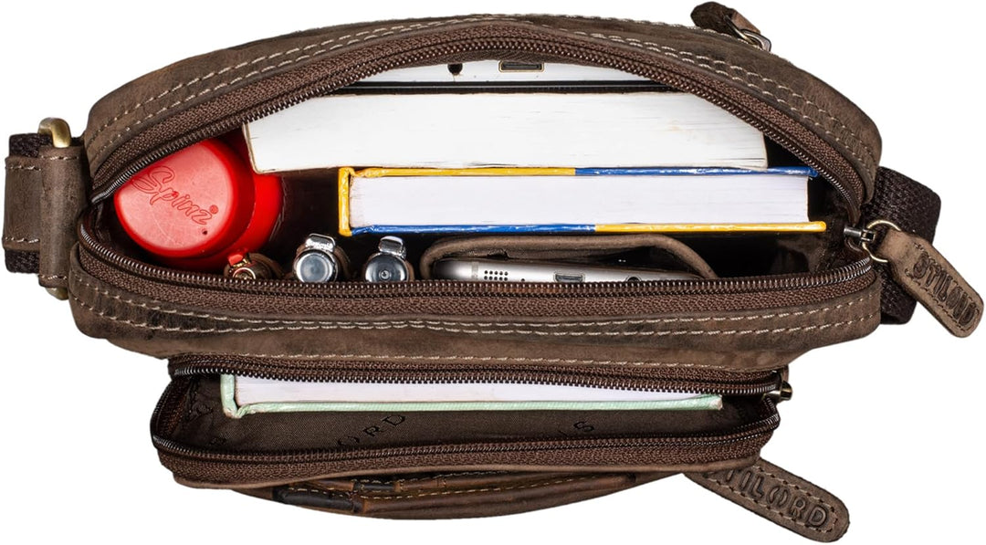 STILORD 'Jamie' Herren Ledertasche - Perfekt für Reisen & Alltag - Kleine Vintage Messenger Bag für