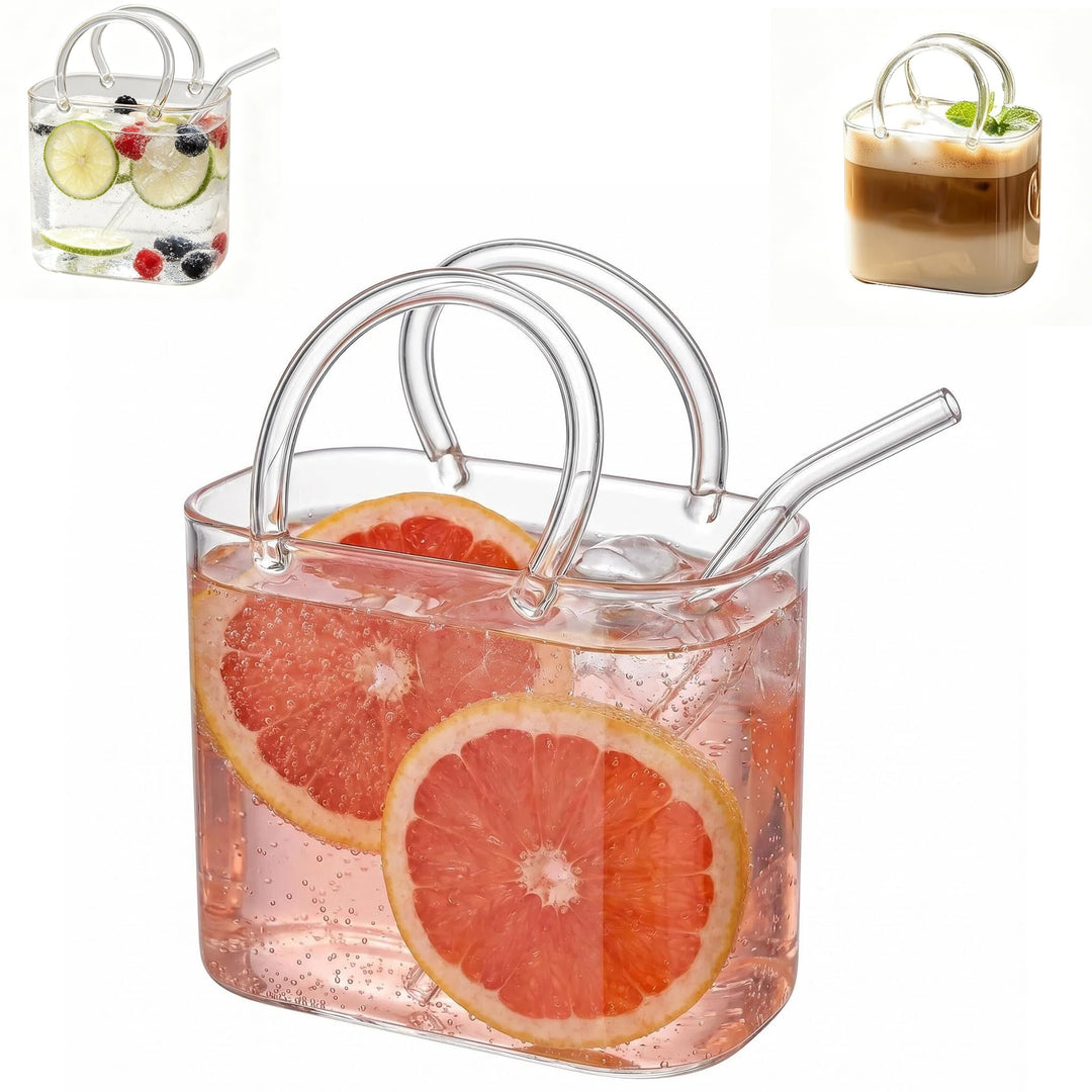 26oz Purse Drinking Glass, Glas Handtasche für Getränke mit Strohhalm, Trinkglas Handtasche, Kreativ