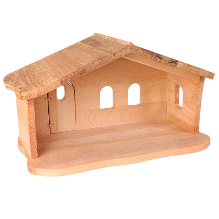 Weihnachtskrippe aus Holz | Krippenstall mit Stall und Hauptraum | Vielseitig als Bauernhof nutzbar