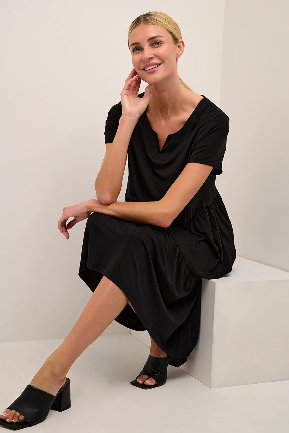 KAFFE Damen Kapetra Jersey Kleid M Black Deep, M Black Deep