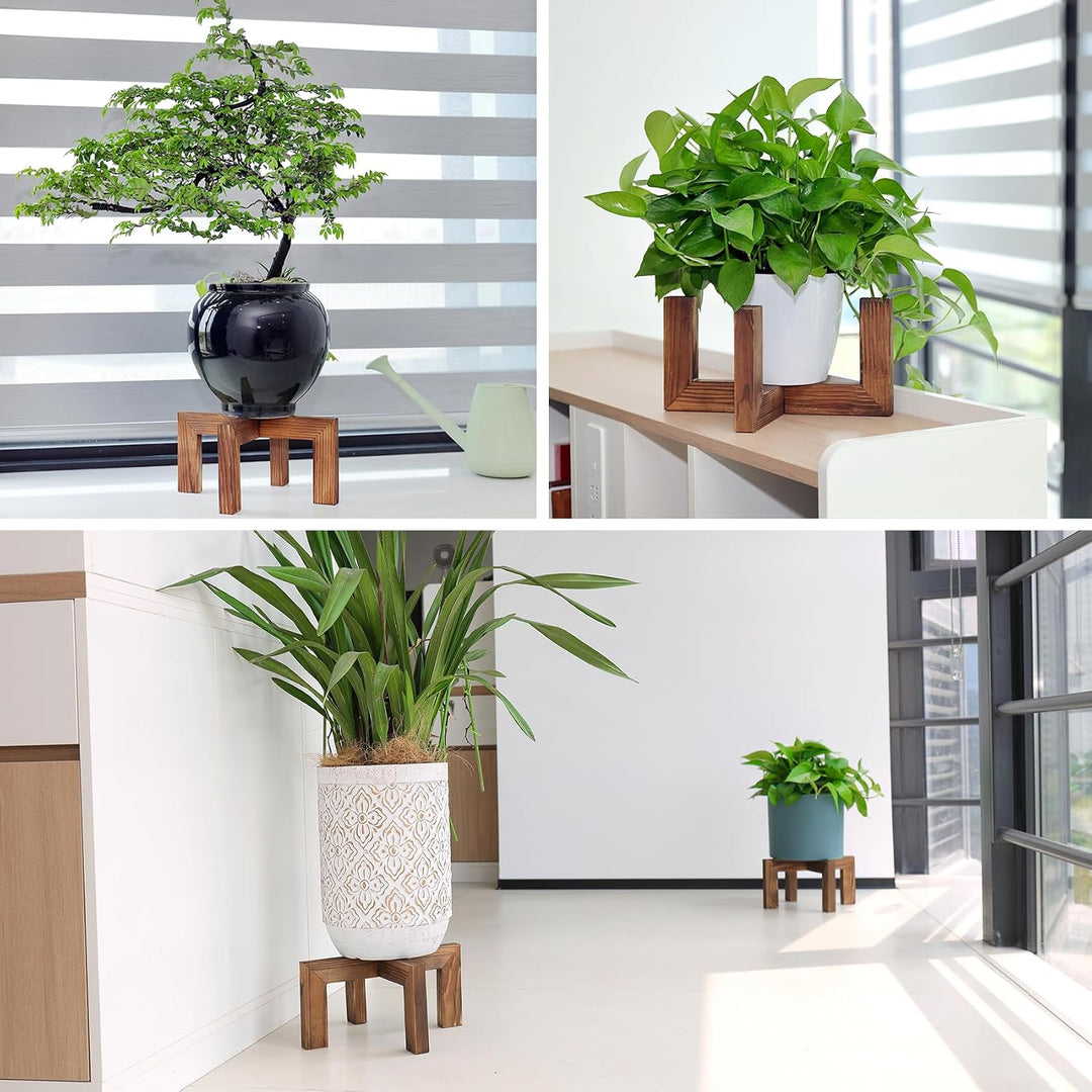 Vigordream Pflanzenständer, Pflanzenhalter für drinnen und draussen aus Holz, Einzelner Blumentopfst