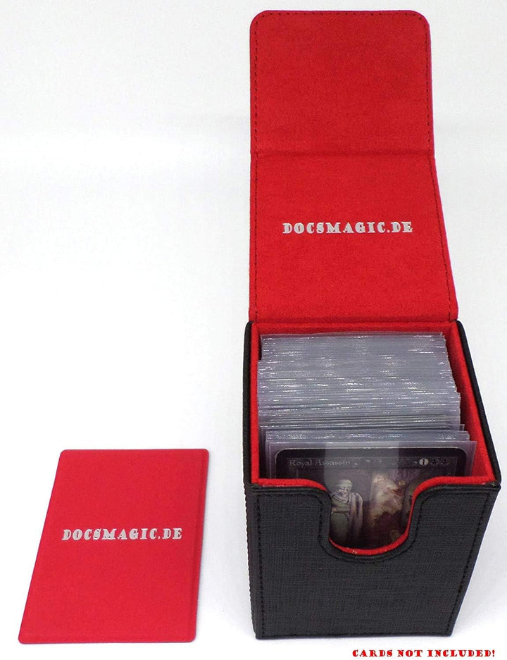 docsmagic.de Premium Magnetic Tray Long Box Black/Red Medium + 3 Flip Boxes - Schwarz/Rot Medium + 3