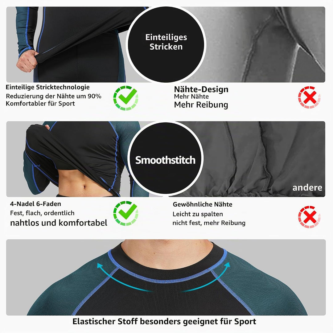 UNIQUEBELLA Thermo Unterwäsche Set, Funktionswäsche Herren Skiunterwäsche Winter Suit Ski Thermo-Unt