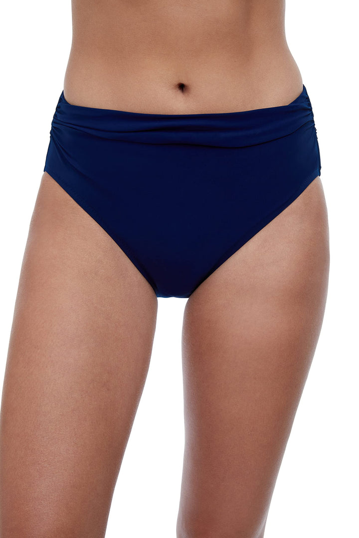 Profile by Gottex Women's Ruched High Waist Swimsuit Bottom, 44 Tutti Frutti, Marineblau
