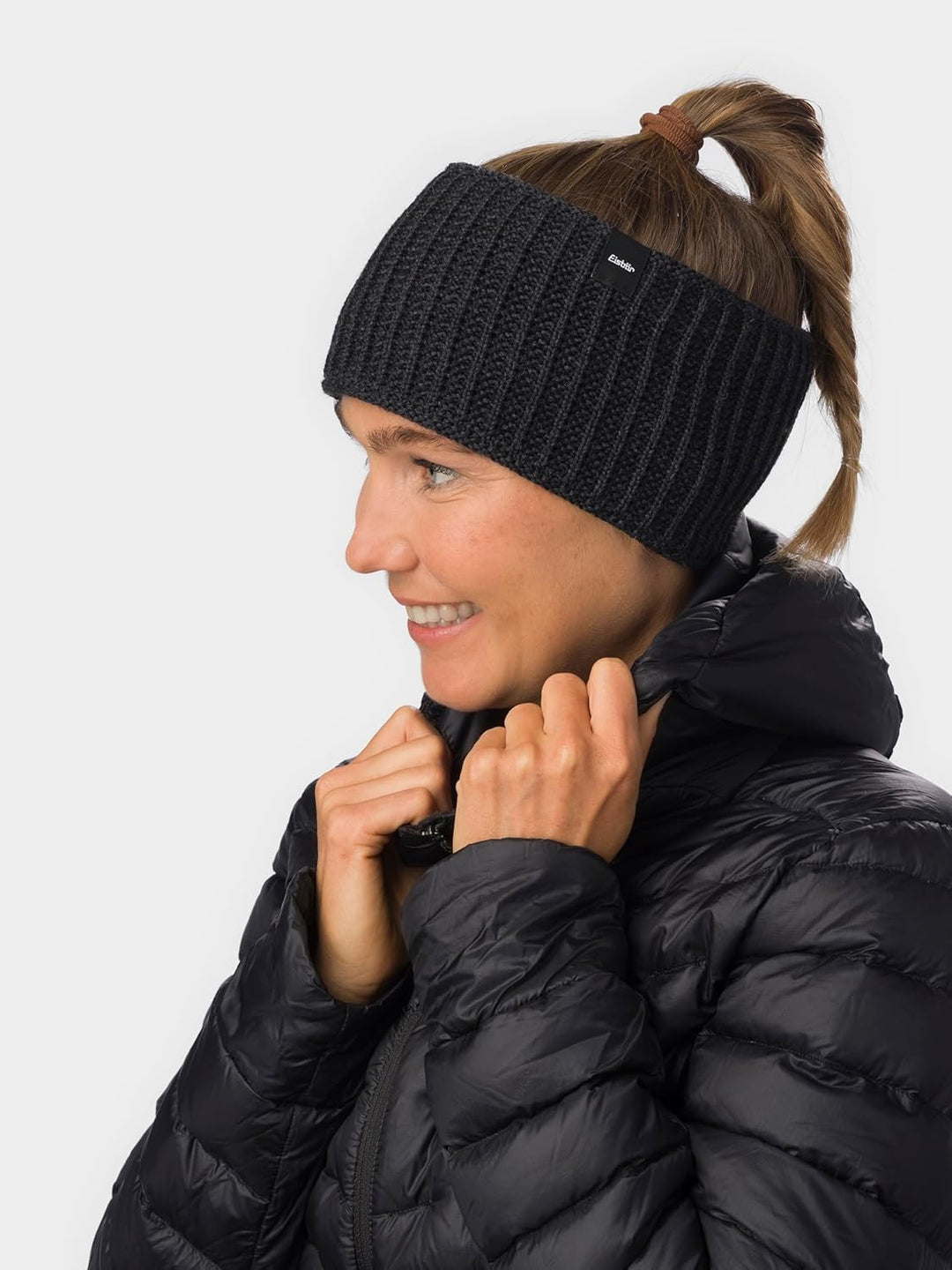 Eisbär Stirnband Herren & Damen Sorrak Schwarz - Merino Headband Unisex mit Fleece schützt vor Kälte