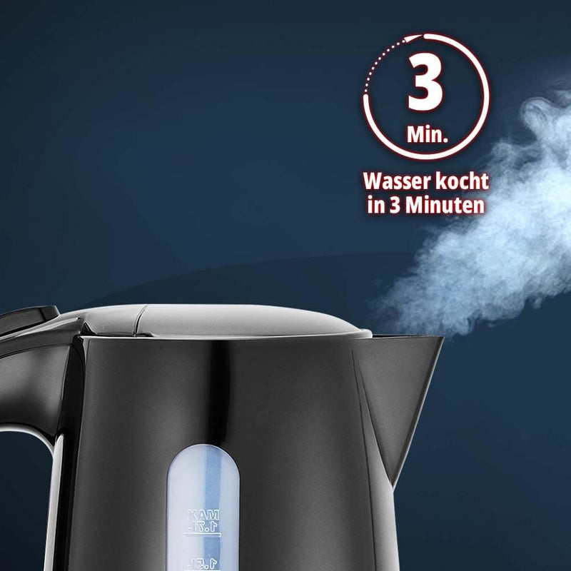 KHG Wasserkocher für 1,7 Liter Wasser | 2.200 Watt | kabellose Kanne | 360° Sockel | Abschaltautomat