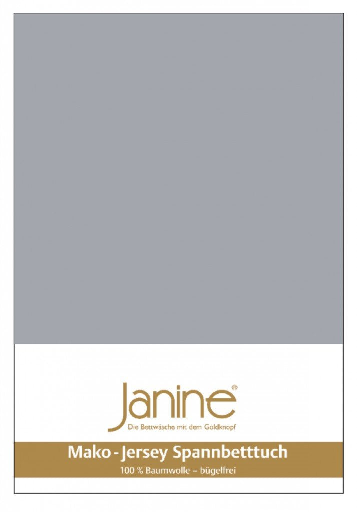 Janine Spannbetttuch 5007 Mako Jersey 180/200 bis 200/200 cm Platin Fb. 28 180/200 cm - 200/200 cm P