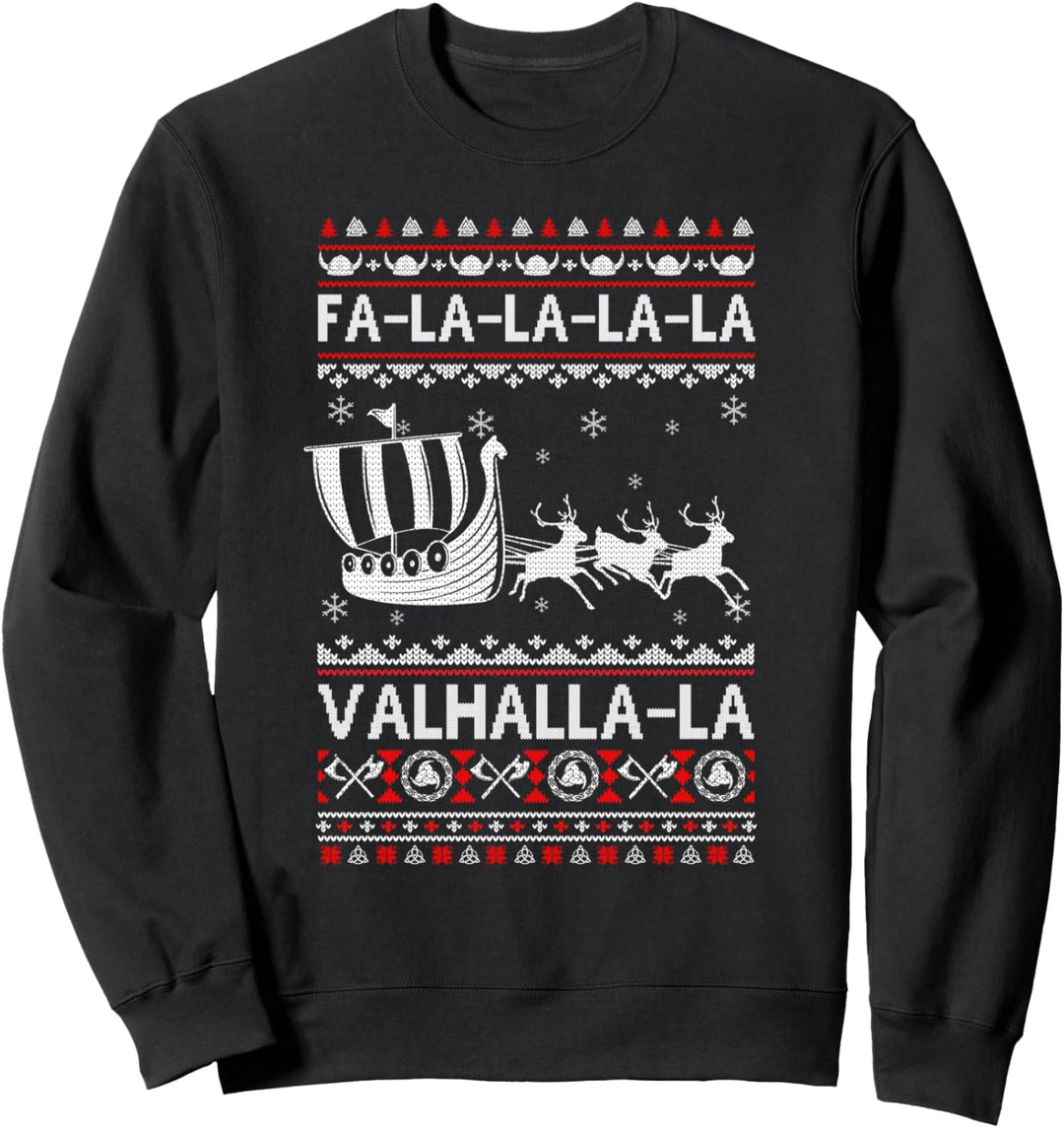 Fa La La Valhalla Wikingerschiff Hässlich Weihnachten Xmas Sweatshirt