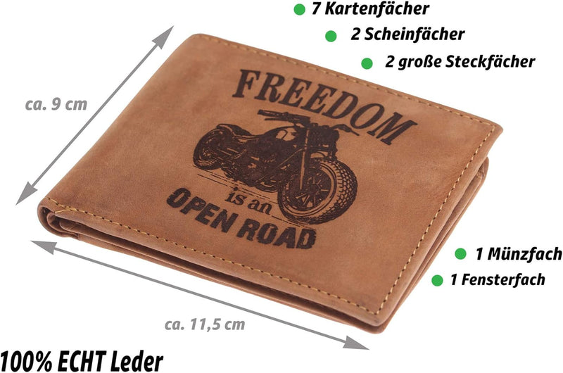 Greenburry Biker-Geldbeutel aus Leder - Portemonnaie für Biker und Trucker aus Leder - Biker-Geldbeu