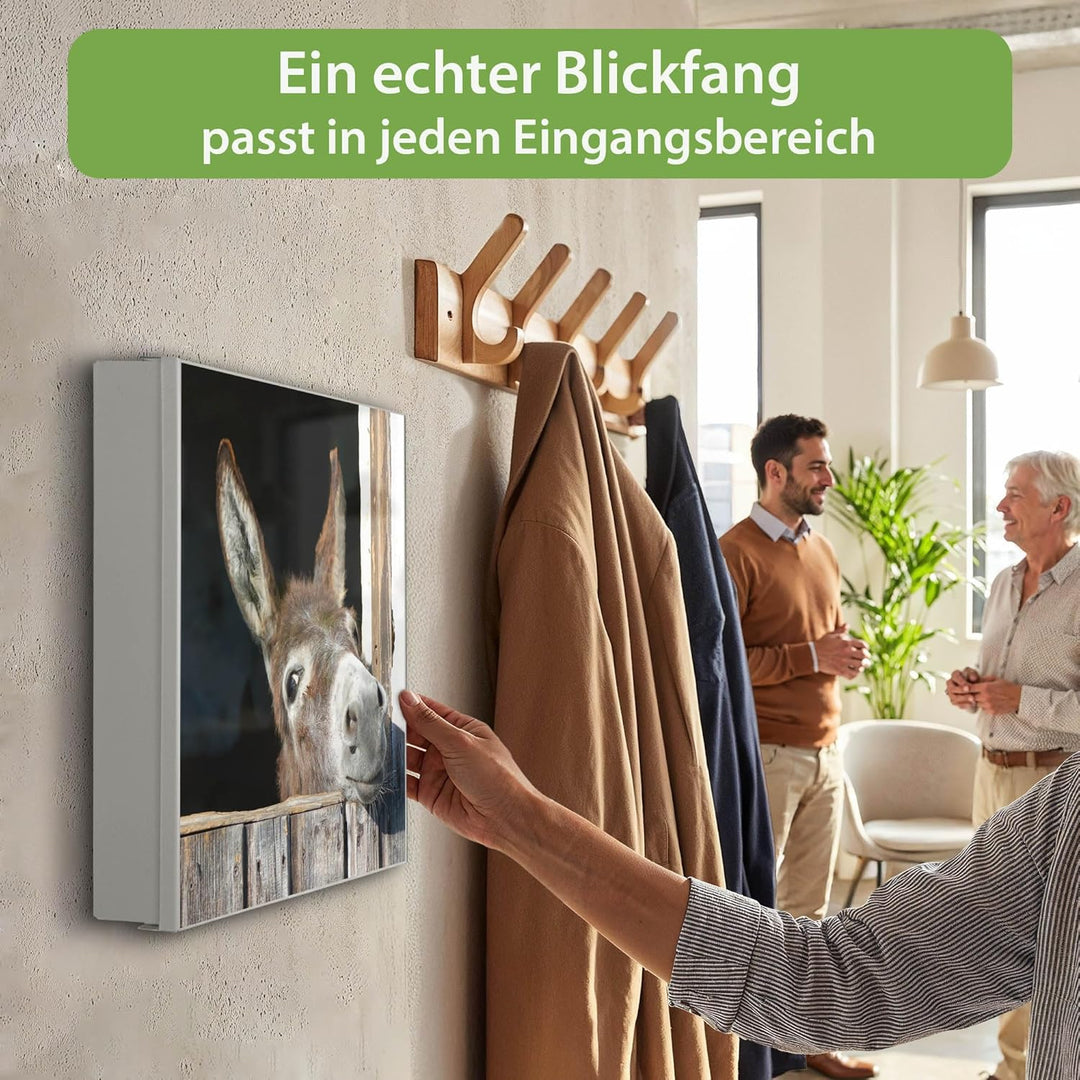 banjado® Grosser Schlüsselkasten Glas/Schlüsselbox 30cm x 30cm mit 50 Haken - Motiv Nicki/Schlüsselk