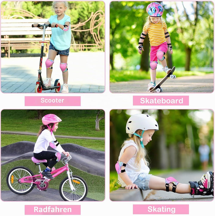 Unicorn Castle Knieschoner Kinder Schoner Set Inliner Schützer 6 in 1 Schutzausrüstung Kinder Ellenb