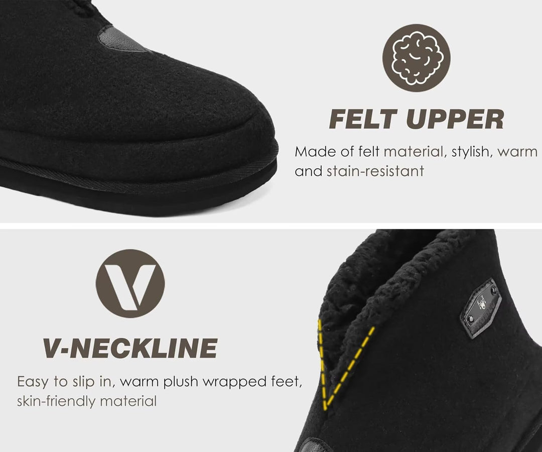 KuaiLu Hausschuhe Boots Herren Winter Filz Hausstiefel Warm Plüsch Flauschige Fell Hüttenschuhe Kusc