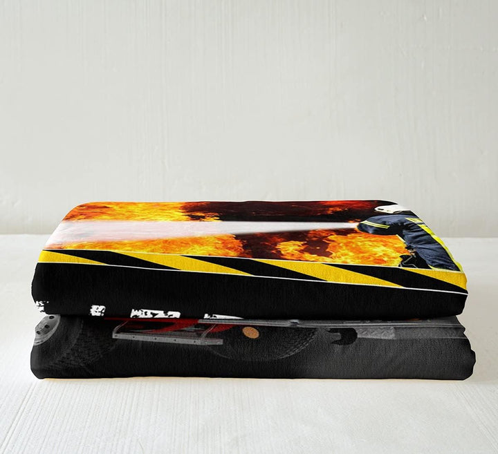 Loussiesd Feuerwehr Thema Kuscheldecke Feuerwehrwagen Decke 130x150cm für Jungen Kinder Jugendliche