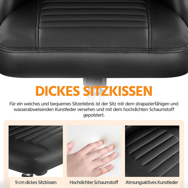 Yaheetech Bürostuhl Schreibtischstuhl Ergonomisch Gepolstert Kunstleder Drehstuhl mit Rollen Arbeits