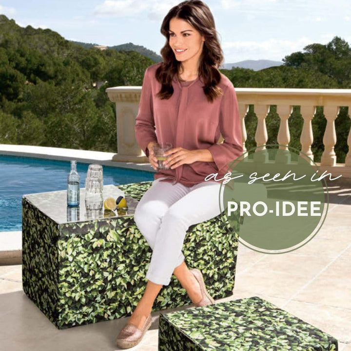 MeroWings Outdoor Sitzbank Hainbuche Textil Digitaler Fotorealistischer Druck - mit Acryltablett