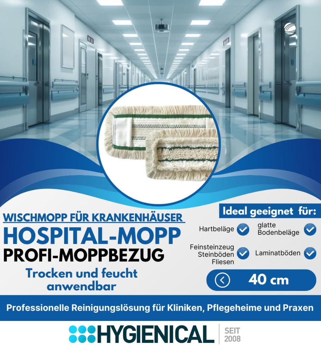 Wischmopp Set für Krankenhäuser und Hospitale, Profi-Moppbezüge, Moppbezüge für Mopphalter, Schlinge