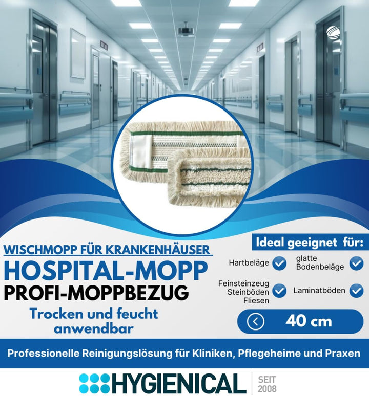 Wischmopp Set für Krankenhäuser und Hospitals, Profi-Moppbezüge, Moppbezüge für Mopphalter, Schlinge
