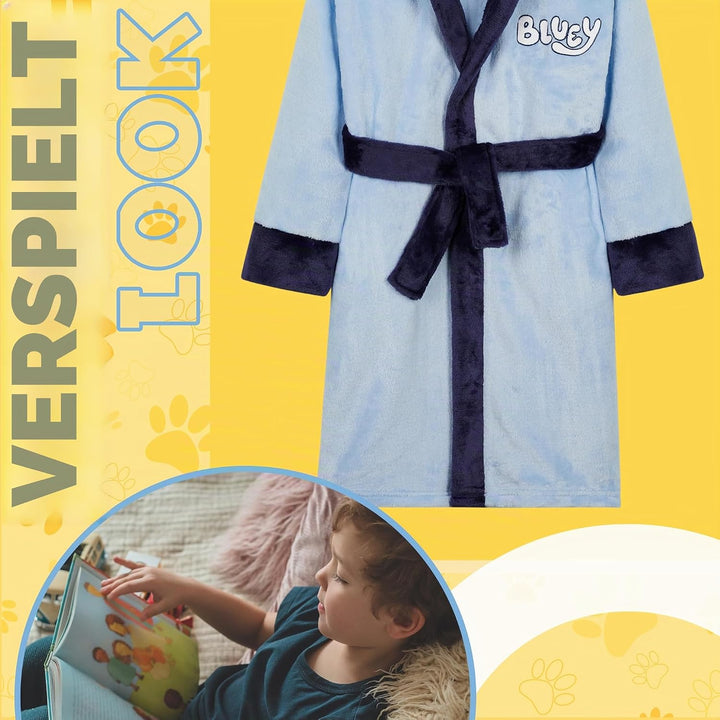 BlueY Mädchen Fleece Bademantel mit Kapuze und Bindegürtel, gemütlicher Morgenmantel - Geschenke für