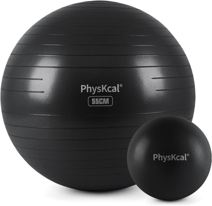 PhysKcal Gymnastikball und 23 cm Pilatesball Set, Anti Burst Gymnastikball, Anti-Rutsch-Sitzball, Ba