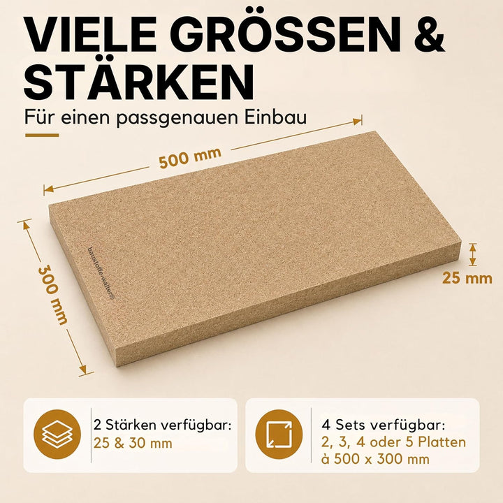 HeWaTherm Vermiculite 3 Platten 500 x 300 x 25 mm Feuerraum Auskleidung Schamotte Ersatz