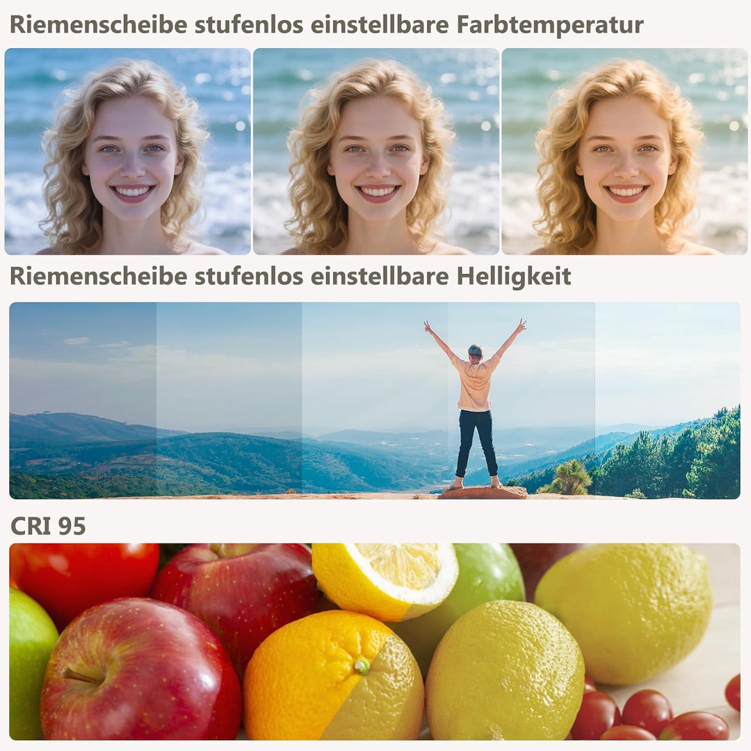 VRIG FD-04 Magnetische Selfie Licht mit Spiegel, Magnetische Handy Licht Kompatibel mit Mag Safe, 3