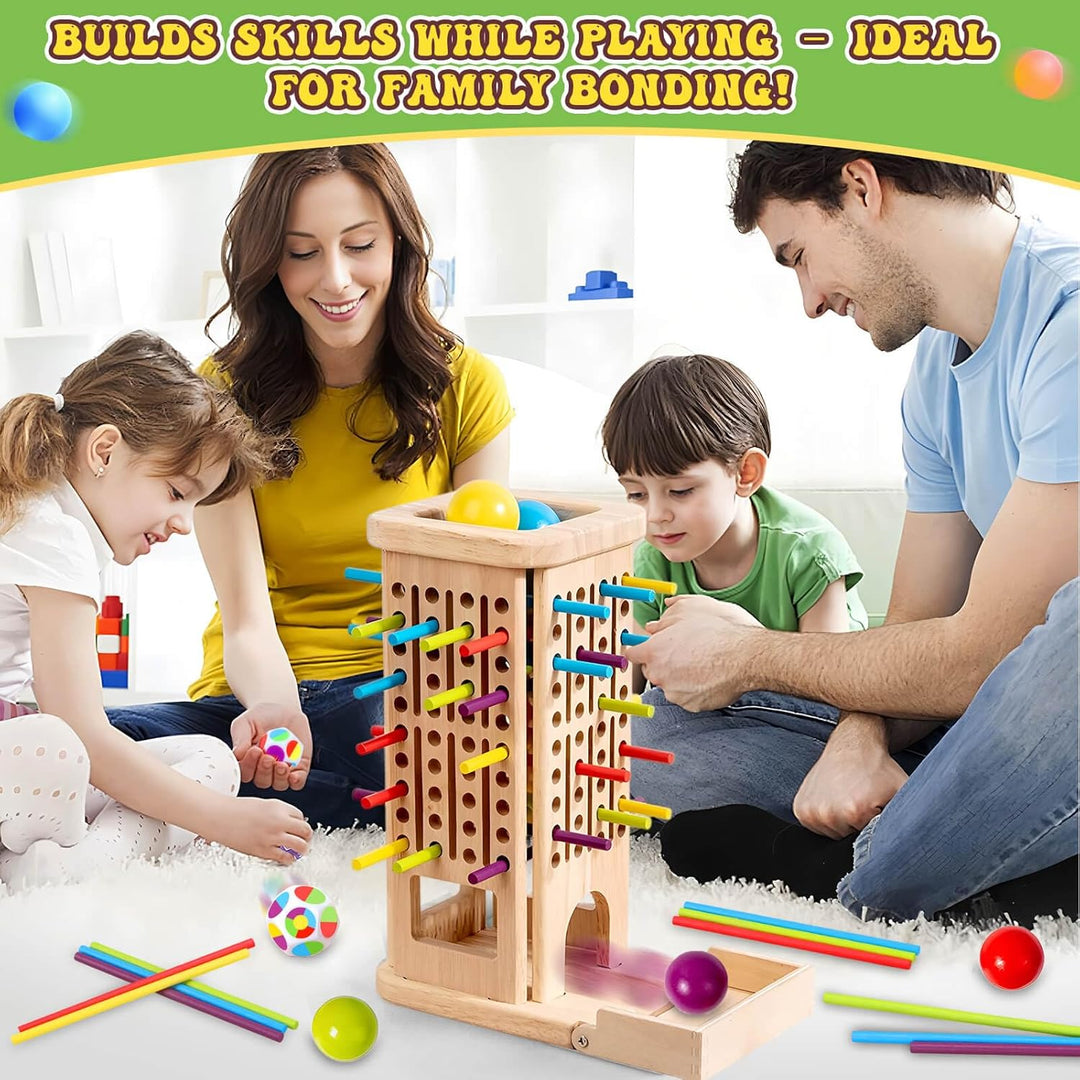 Montessori Brettspiel aus Holz für Kinder Spiel 40 Stück Bunte Holzstäbchen Würfelspiel Lernspielzeu