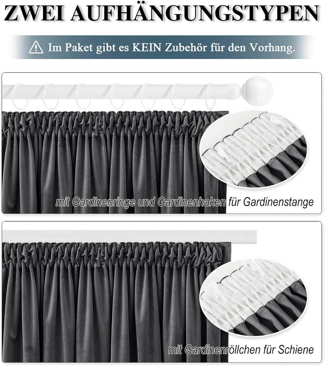 PONY DANCE Schlafzimmer Gardinen Samt Thermovorhang mit Kräuselband 2er Set Velvet Curtains (300g/m²
