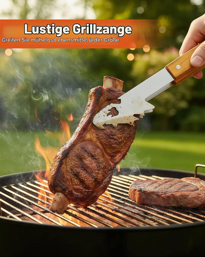 Grillbesteck Set 3-TLG Grillzubehör mit Grillzange, Grillwender, Fleischgabel Grill Zubehör Geschenk