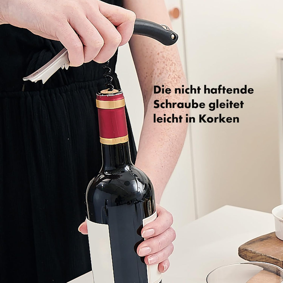 OXO Kellner-Korkenzieher aus Stahl mit Doppelhebel Kellnermesser, Kellnermesser