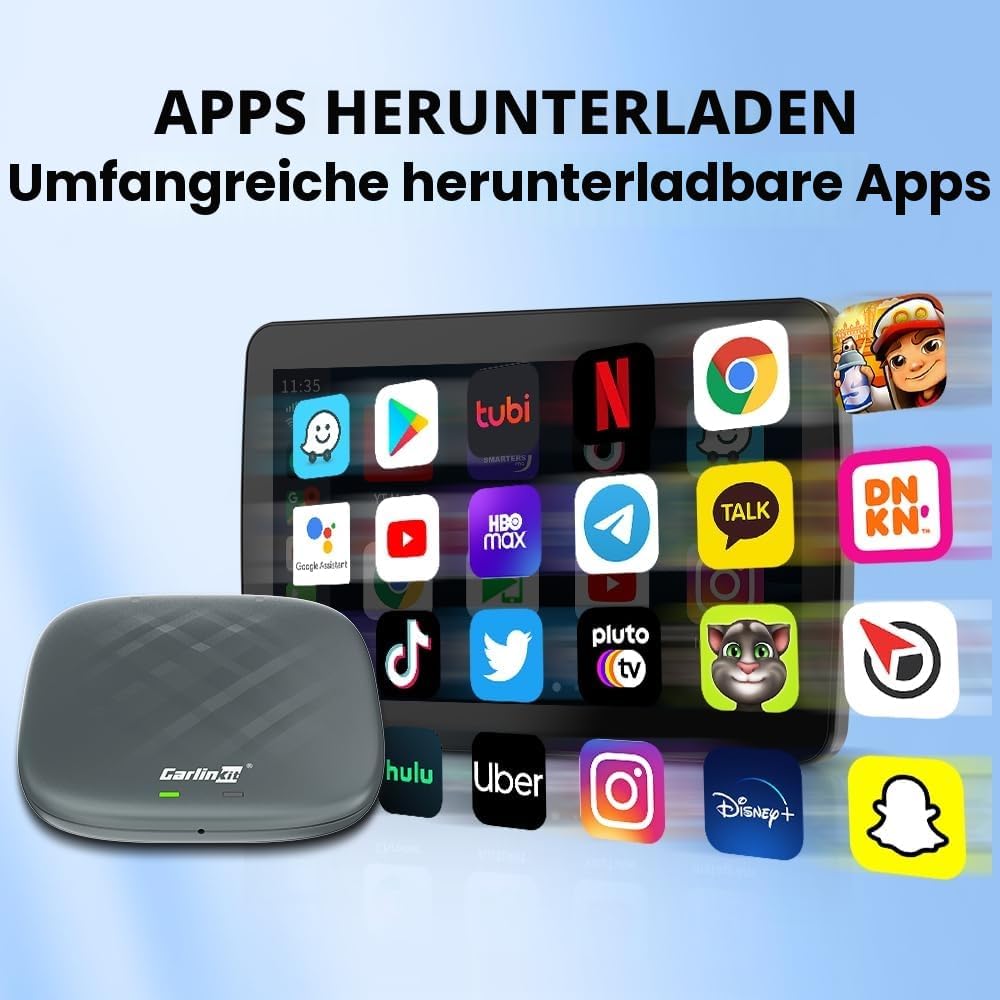 CarlinKit 2026 Wireless CarPlay & Android Auto AiBox Adapter, für Autos mit kabelgebundenem CarPlay,