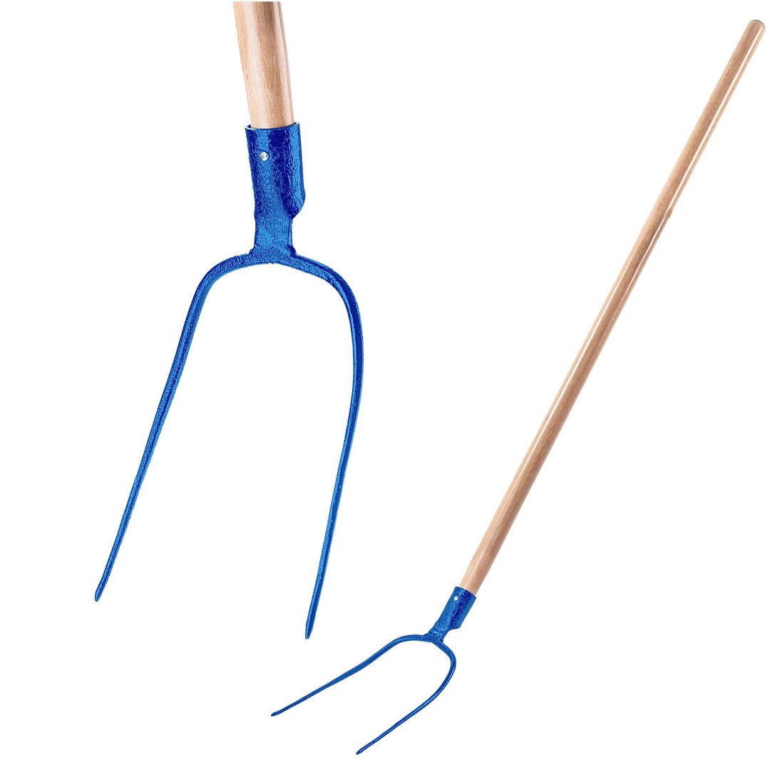 KADAX Heugabel aus Stahl, Gabel mit langem Stiel aus Holz, Forke, Gartenforke, Spatengabel, Grabegab