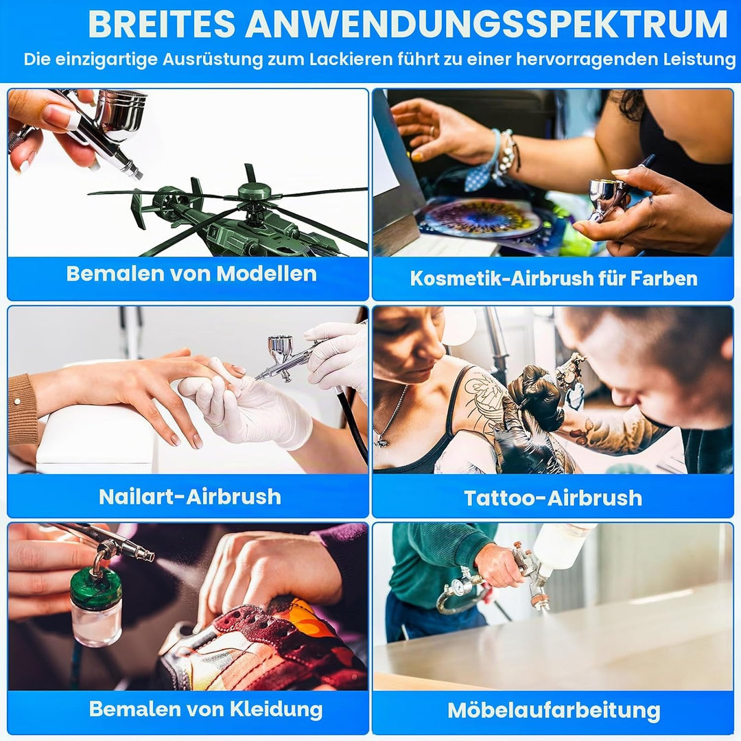 Airbrush Kompressor mit Lufttank, Mächtig Luftstrom und Luftdruck, Druckeinstellknopf, Geringeres Ra