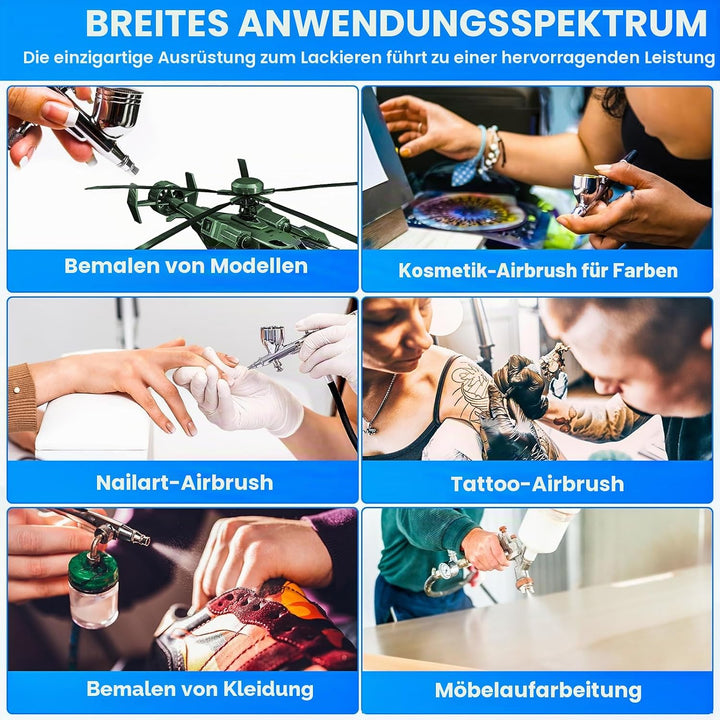 Airbrush Kompressor mit Lufttank, Mächtig Luftstrom und Luftdruck, Druckeinstellknopf, Geringeres Ra