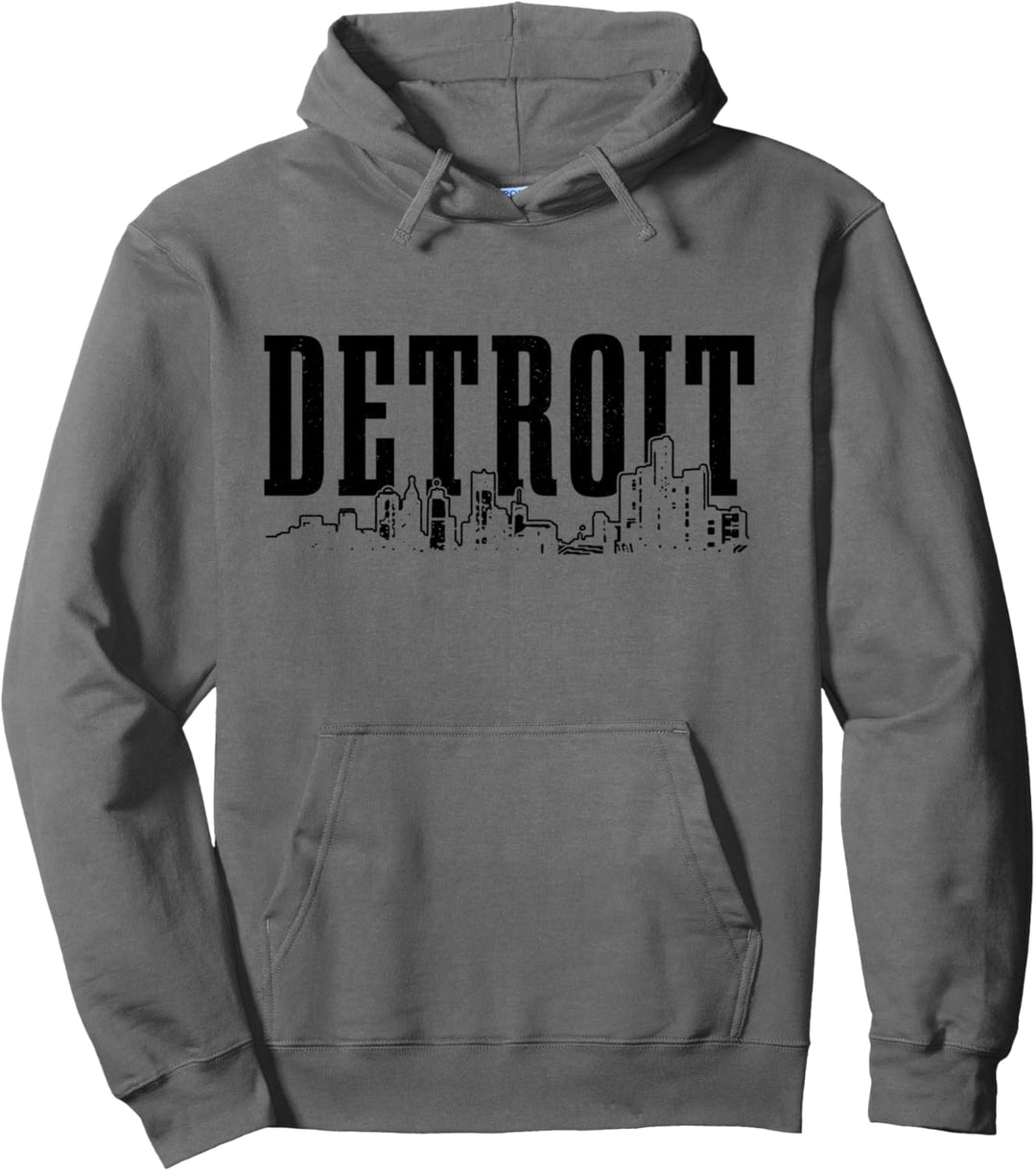 Detroit Skyline Pride Vintage Detroit Michigan Pullover Hoodie