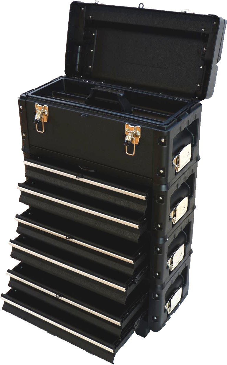 ASS Metall Werkzeugtrolley Werkstattwagen XXL Type: B3-B BLACK EDITION schwarz mit Schubladenverrieg