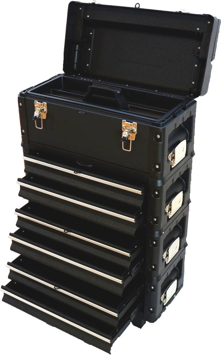 ASS Metall Werkzeugtrolley Werkstattwagen XXL Type: B3-B BLACK EDITION schwarz mit Schubladenverrieg