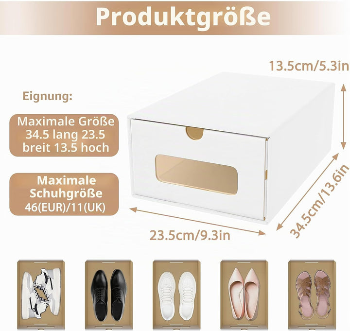 UISEBRT 10er Boxen-Set,Schuhboxen Stapelbar,Aufbewahrungsbox Schubladen mit Transparentes Sichtfenst