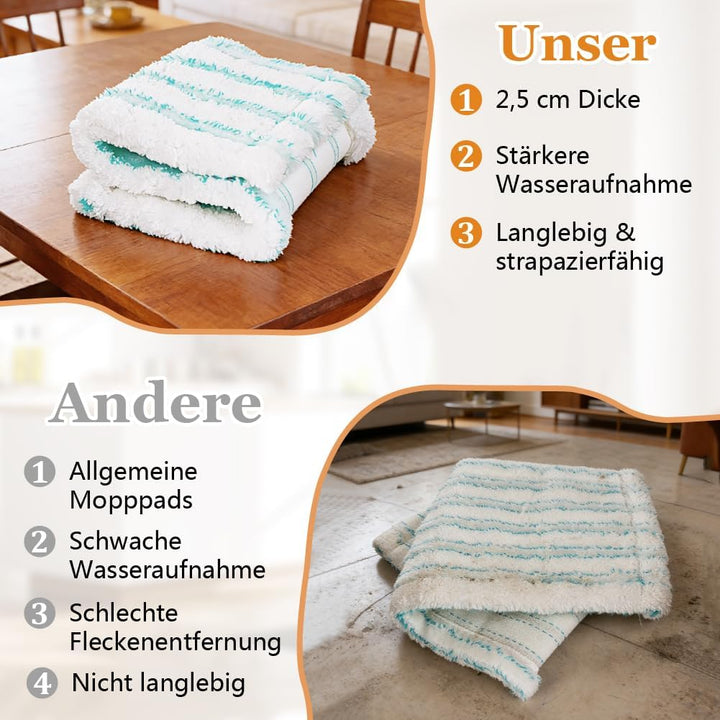 4 Ersatz-Wischbezüge für Leifheit Profi XL / Micro Duo | 2-in-1 Fasersystem | Hohe Wasseraufnahme &amp;