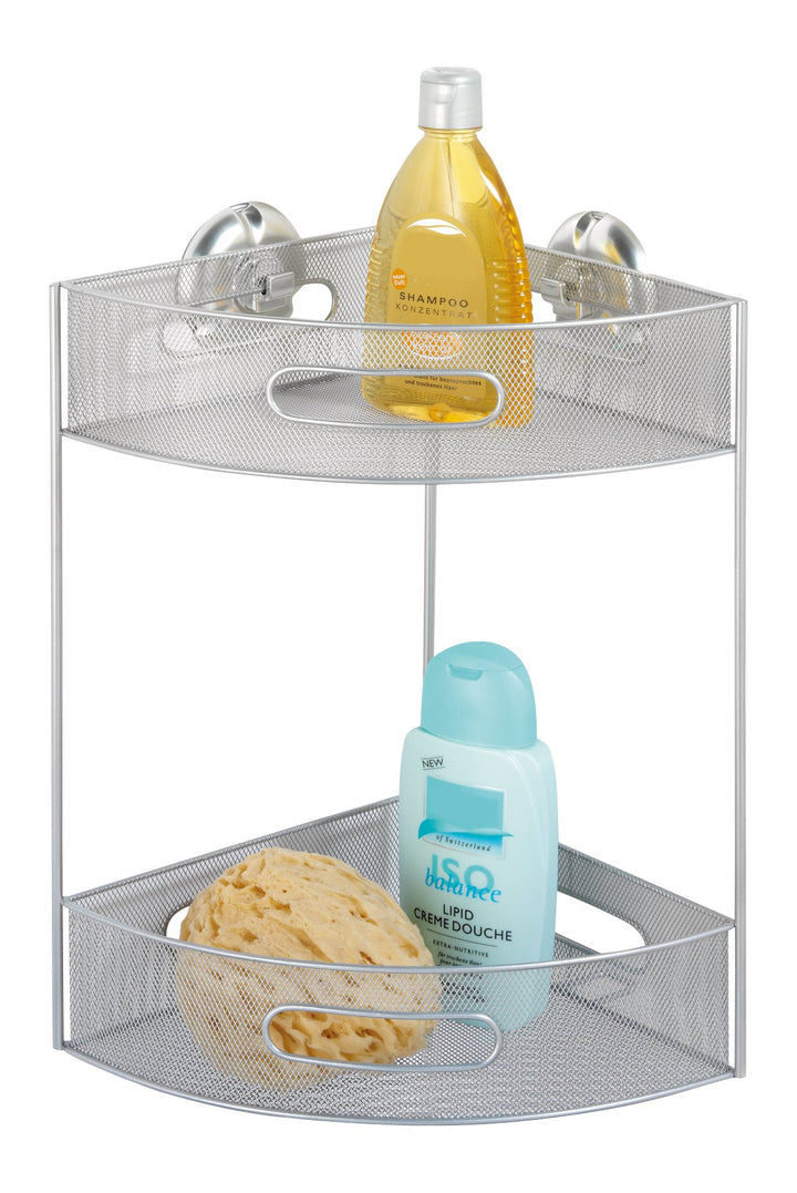 Wenko 16941100 Eckregal Palermo Super-Loc - Befestigen ohne Bohren, 2 Ablagen, Stahl pulverbeschicht