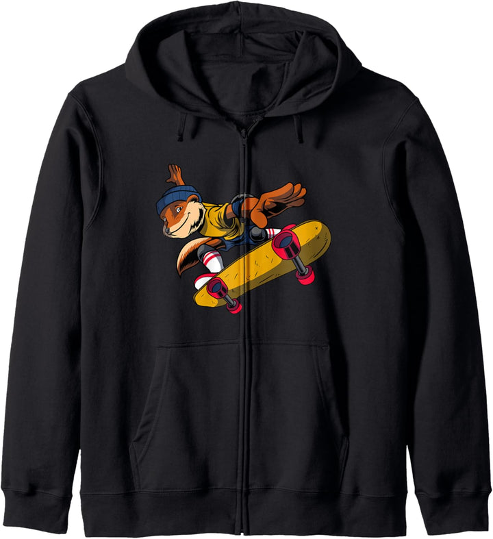 Skateboard Skateboarder Halfpipe Geschenk - Skater Fuchs Kapuzenjacke