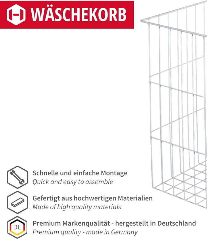 Gedotec Wäschekorb weiss Gitterkorb Wäsche-Korb mit Einhänge-Funktion | Wäschesammler stapelbar | Bx