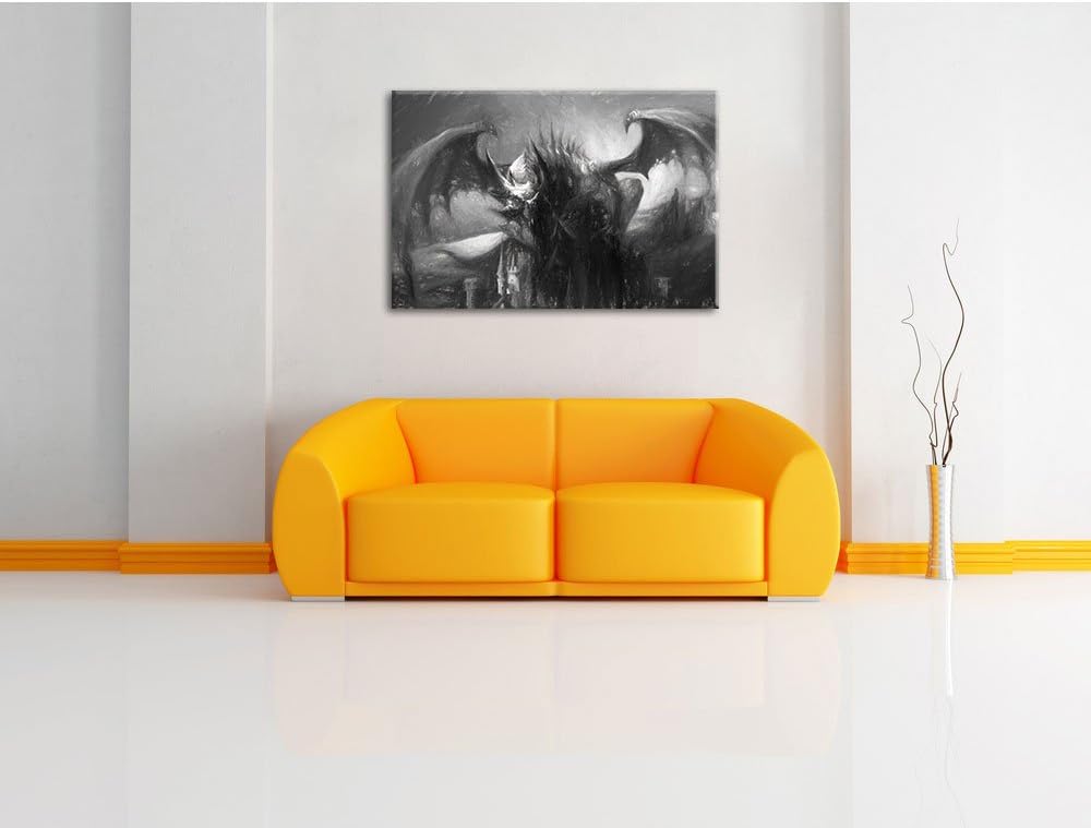 Pixxprint der Drache auf der Festung Kunst als Leinwandbild/Grösse: 100x70 / Wandbild/Kunstdruck/fer