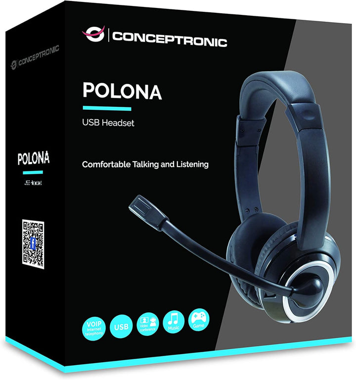 Conceptronic POLONA01B USB Headset + Mikrofon, schwarz