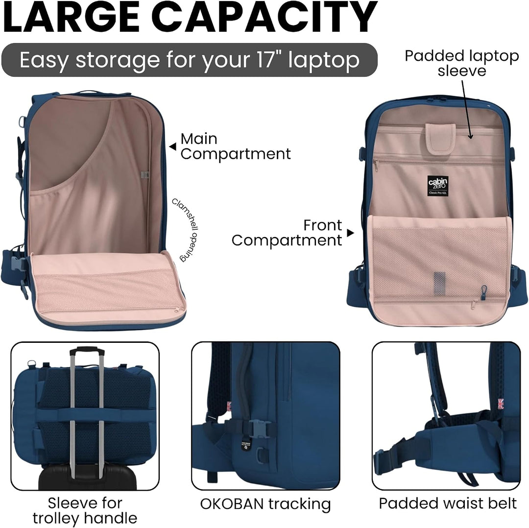 CABINZERO Unisex Classic Pro 42l Rucksack, Orange Chill, 35x54x20