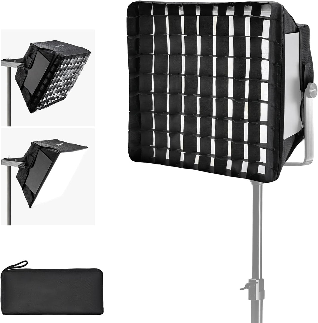 NEEWER verbesserter Softbox für RGB1200 LED Video Lichtpaneel, 14,6 x 13,6 Zoll, faltbar mit Gitter/