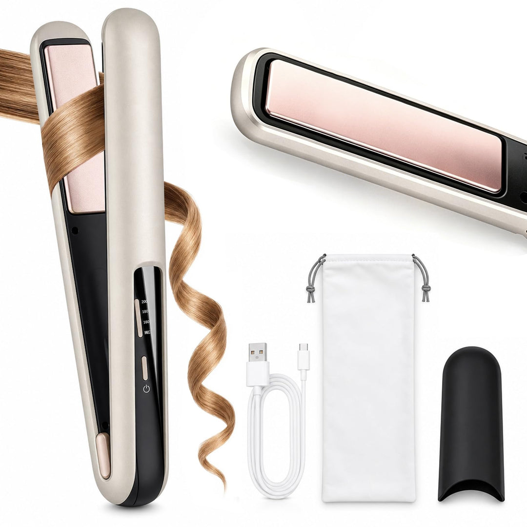 Glätteisen Mini Kabellos 5000mAh Akku - 2 in 1 Glätteisen Locken und Glätten | Reiseglätteisen mini