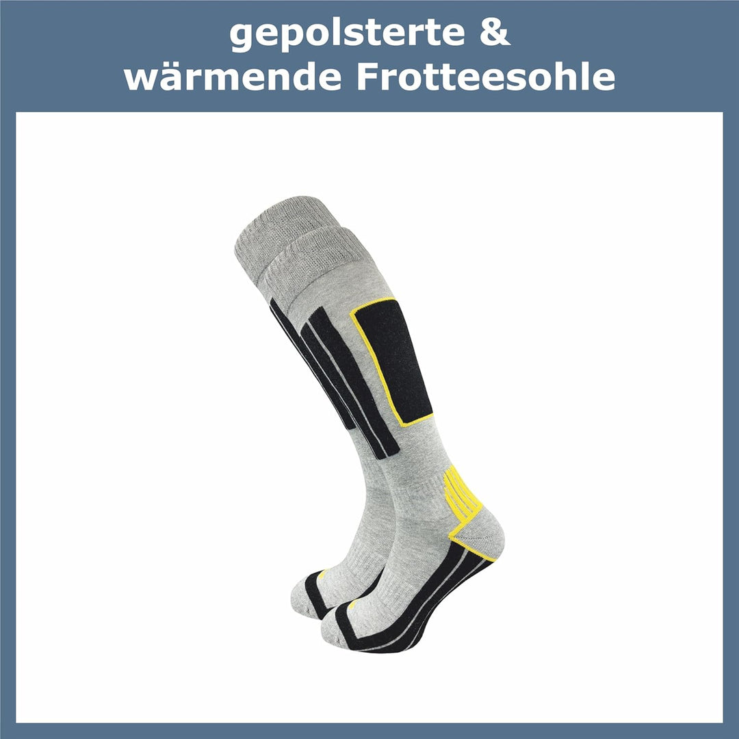 GAWILO Herren Skisocken mit Polsterung (4er-Pack) 20% wärmende Wolle 43-46 hellgrau, 43-46 hellgrau