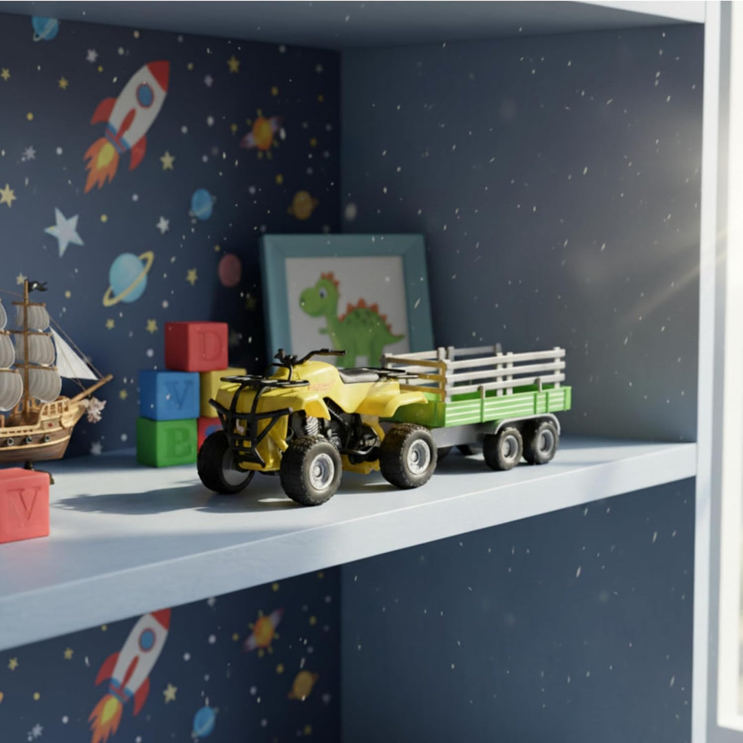 Toyland® Farm Quad &amp; Trailer Spielset - Massstab 1:16 - Freilaufaktion - Jungen Farmspielzeug (Gelb)